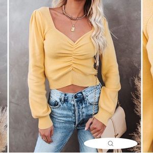 Vici AIMEE RUCHED CROP KNIT SWEATER TOP